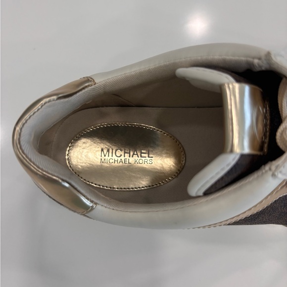 Michael Kors Women's Gold and White Maddy Trainers Size 9.5…WORN ONCE! - Picture 5 of 6